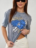 Tricou largi gri cu imprimeu 3857 - Magazin online - Boutique